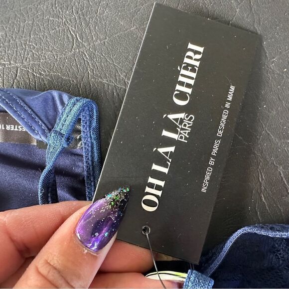 NWT Oh La La Cheri all over lace fitted lace chemise w/padded shelf cup Sz S set - Picture 7 of 12